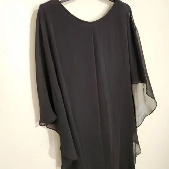 Glamour Night Dress Size 8 Attached Sheer Cape Stretch Cocktail Dress - Picture 10 of 13